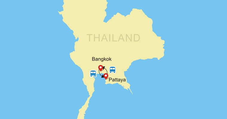 Bangkok to Pattaya map