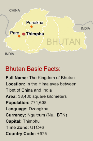 Map pf Bhutan