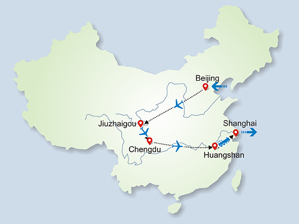 Beijing, Jiuzhaigou, Chengdu, Mt. Huangshan, Shanghai Tour