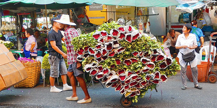 Pak klong Talad Flower Market Bangkok